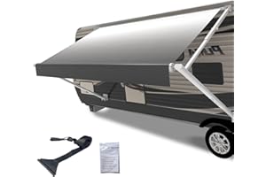 CYLAND RV Awning Fabric Replacement,Camper Trailer Motorized Awning Replacement for Motorhome,Heavy Duty Weatherproof 18.5oz Outdoor Vinyl RV Canopy 17'(Fabric 16'2") Grey Fade