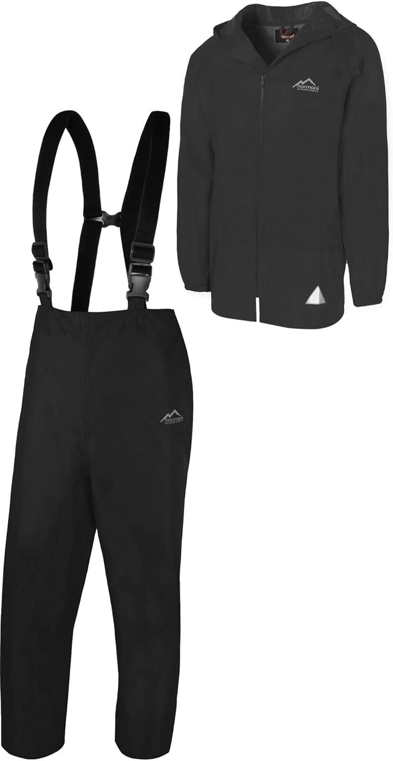 normani Regenanzug Set aus Regenjacke und Hosenträgerhose - 100% wasserdicht, absoluter Wetterschutz Regenbekleidung