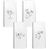 Kemingni Funny Cat Kitchen Bar Towels Set of 4, Cat Lover Mom Dad Gifts, Pet Lover Gifts, Minimalist Line Art Kitten Decorative Hand Dish Tea Towels for Kitchen Bar Cart, 16x24 Inch