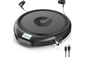 Portable CD Player with Earphones: KOVCDVI CD Player Portable for Car Anti-Skip Shockproof Discman with LCD Display Programmable Playback for Car & Home Use