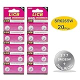 LiCB 20 Pack SR626SW 377 626 Battery 1.5V Button Cell Watch Batteries