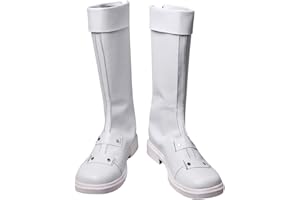 YuanCos White Knee High Cosplay Boots Anime PU Leather Shoes
