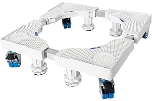 DUPDMKIN Mini Fridge Stand 8 Wheel Washing Machine Stand Washer and Dryer Stand with Brake Adjustable Refrigerator Dolly (White)