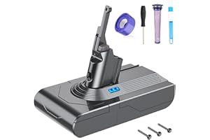 FLYLINKTECH V8 Battery 6000mAh Replacment 21.6V Li-ion Battery 215681 967834 05 for V8 SV10 Absolute Fluffy Animal Cord-Free Handheld Vacuum Cleaner with 2 Pack Filters+Cleaning Brush+Screwdriver
