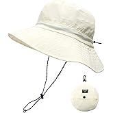 PFFY Quick Dry Waterproof Packable Bucket Hat for Women Men Outdoor Sun Hats with Detachable Chin Strap