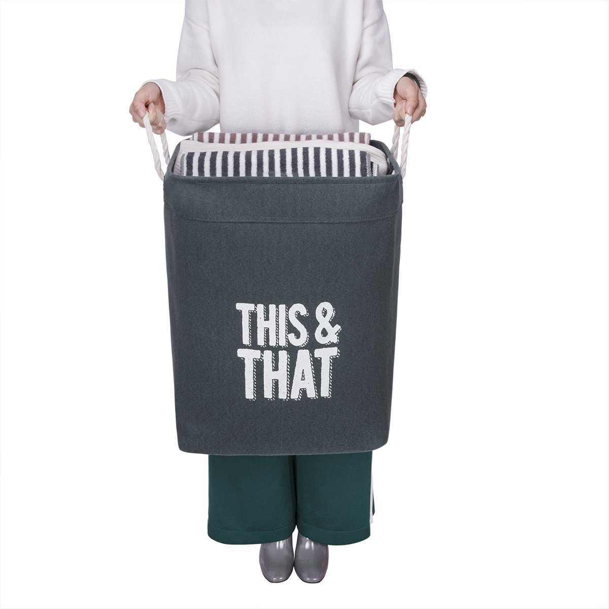 Chrislley Laundry Hamper Basket with Handles Dirty Clothes Laundry Basket Hamper Large Home Laundry Hamper Sorter Laundry Hamper Bag (Blue)