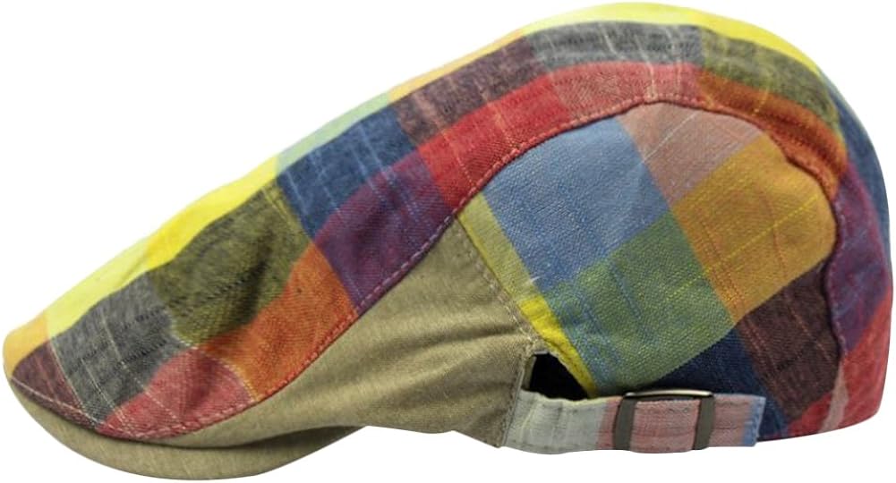 diffstyle Men Colored Plaid Flat Cap Gatsby Newsboy Cabbie Cotton