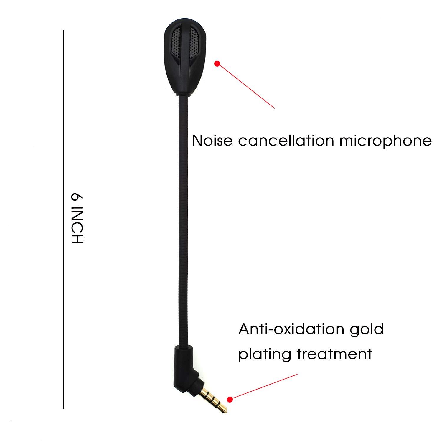 Detachable Microphone Mic Fits for Kingston HyperX Cloud Flight/Flight S for PS4 PS4 Pro Computer PC Gaming Headsets Noise Cancelling Replacement Mic 3.5mm Jack