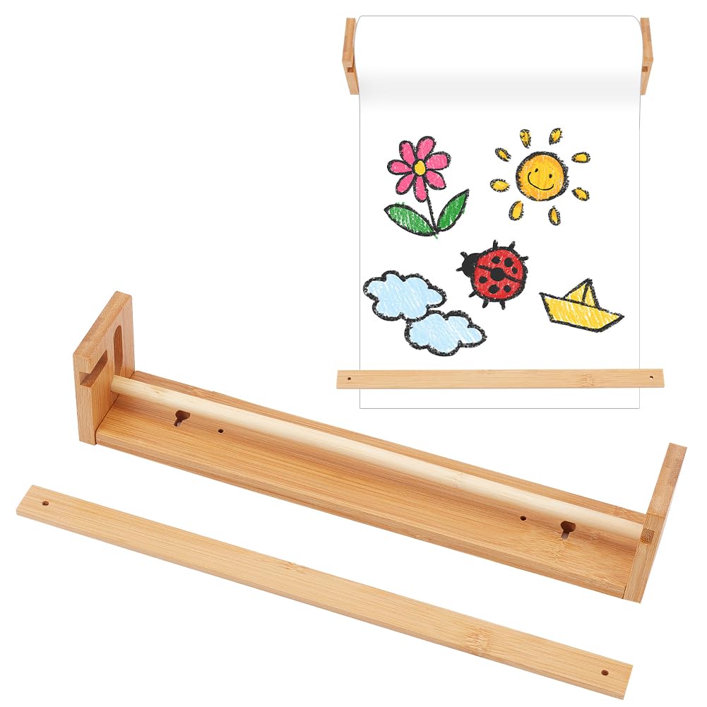 OLYCRAFT Wall Mount Kraft Paper Roll Holder for 30.5cm Papers Wooden Easel Paper Roll Holder Kraft Papers Rolls Display for Kitchen DIY Room Office Business Grocery