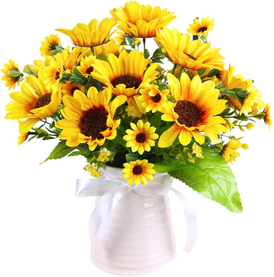 nuoshen 2 Packs Sunflower Artificial Flowers,Silk Bouquet Yellow