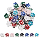 PH PandaHall 32PCS Flower Enamel Beads, 8 Colors Alloy Loose Metal Beads Craft Beads Spacers for Valentine Friendship Bracelets Necklaces Earring Jewelry Making Christmas Tree Ornament