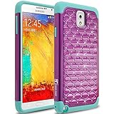 Samsung Galaxy Note 3 Case, TownShop Purple/ Turquoise Spot Diamond Studded Bling Crystal Rhinestone Dual Layer Hybrid Case For Samsung Galaxy Note 3 Note III (N9000)