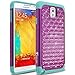Samsung Galaxy Note 3 Case, TownShop Purple/ Turquoise Spot Diamond Studded Bling Crystal Rhinestone Dual Layer Hybrid Case For Samsung Galaxy Note 3 Note III (N9000)