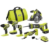 ONEAND 18V Cordless 6-Tool Combo KIT with 1.5 AH Battery, 4.0 AH Battery, and Charger
