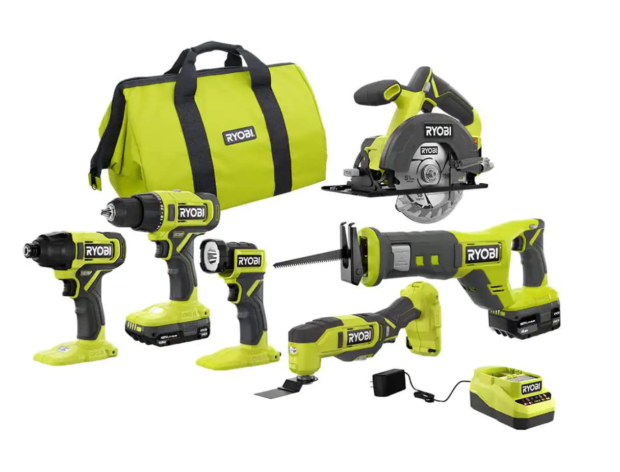KIT combinado de 6 herramientas inalámbrico ONEAND de 18 V con batería de 1,5 AH, batería de 4,0 AH y cargador