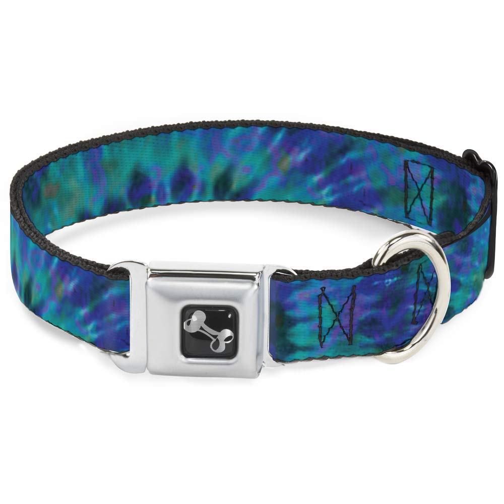 Buckle Down Seatbelt Buckle Dog Collar - Tie Dye Green/Blue/Purple - 1" Wide - Fits 15-26" Neck - Large — image 1