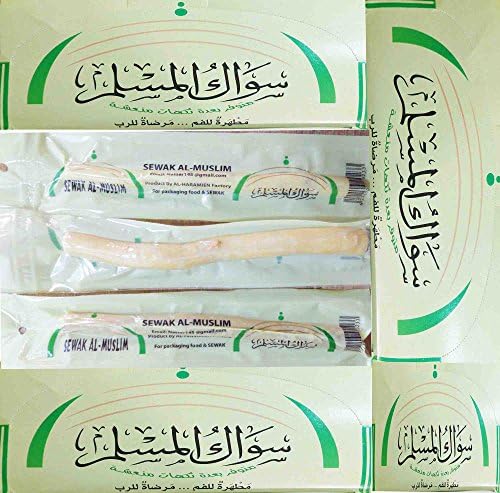Sewak Siwak Meswak Miswak Sticks Stick Al Muslim Natural Herbal Toothbrush Vacuum Sealed Arak Peelu Natural Flavored Brush Tooth Toothbrush Organic (Sixty (60) TOOTHSTICK)