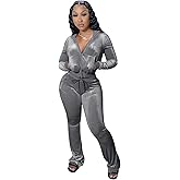 yidengymx Womens 2 Piece Velour Tracksuit Two Piece Outfits for Women Long Sleeve Zip Up Crop Tops Sweatpants Sets Pockets