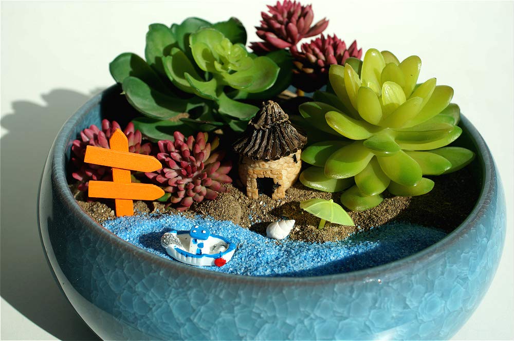 Big Succulent Plant Pots, Ceramic Ice Crack Cactus Plant Pot/Flower Planter Pot with Drainage for Home & Kitchen Decoration