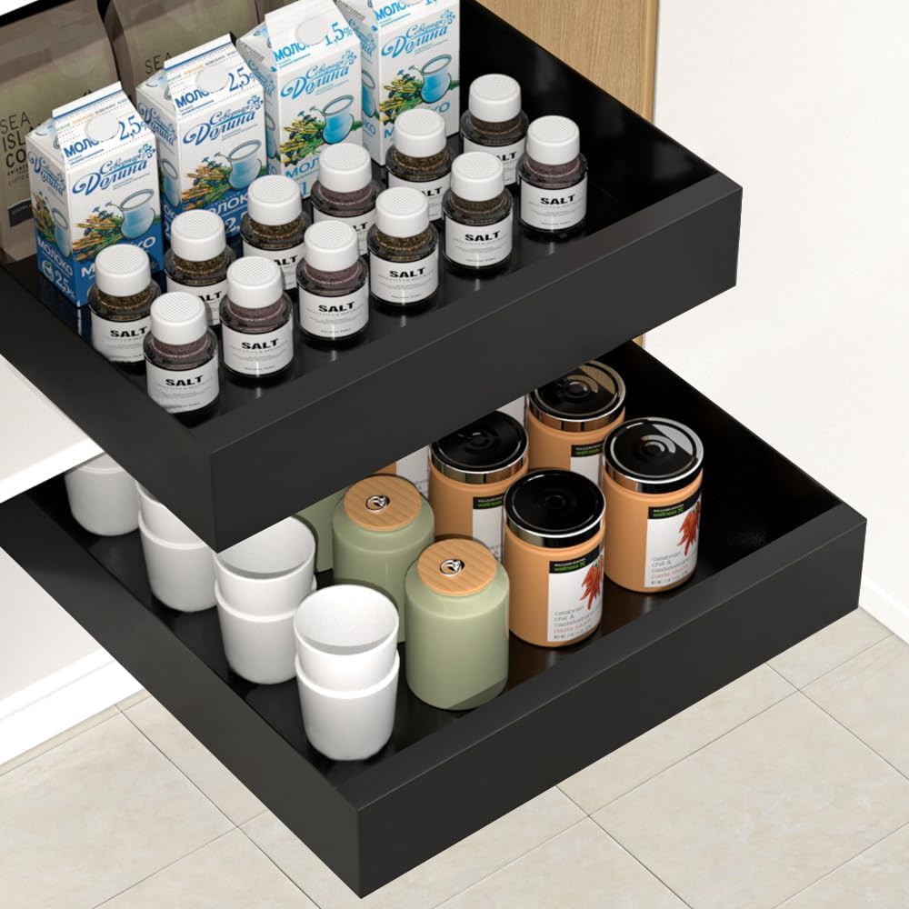 Photo 1 of 1Pack Pull Out Cabinet Organizer - Upgrade 2 Slide Rails Slide Out Drawers - for Kitchen Pantry Bathroom Closet - Pantry Storage Shelves with Nano Adhesive Strip for Kitchen