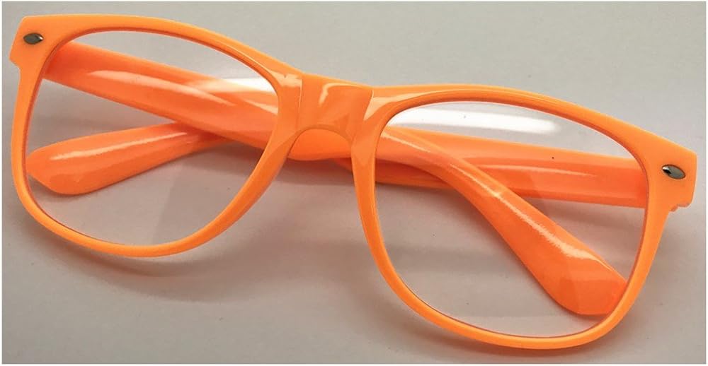 FancyG Classic Retro Fashion Style Clear Lenses Glasses Frame Eyewear - Orange: Clothing