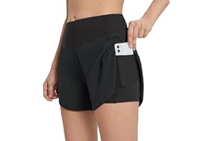 baleaf Women's Running Workout Shorts Gym Athletic 2 in 1 Lightweight Quick-Dry Yoga Shorts Pockets