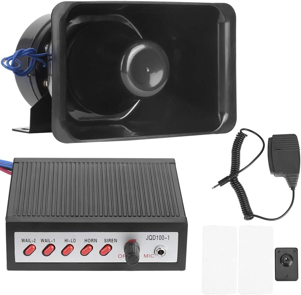 Car Warning Horn,Car Warning Alarm 5 Sounds Loud Electronic Horn 100W Warning Siren