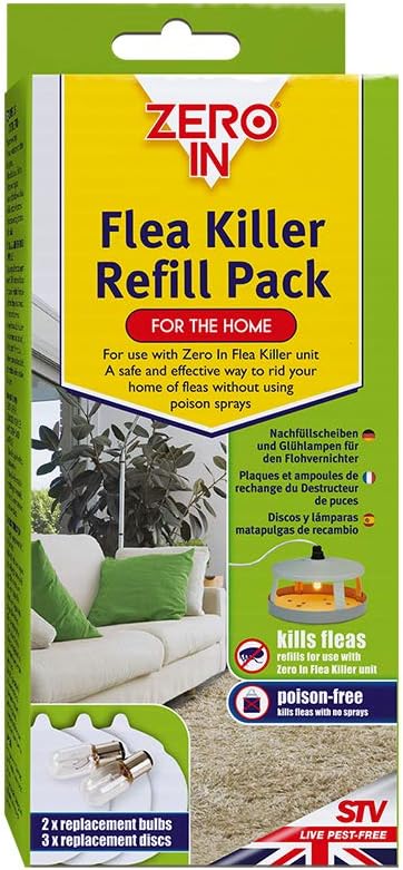 Zero In Flea Killer Refill Kit. 3 Discs and 2 Spare Lamps. Poison-Free Treatment. Targets Bedding and Carpets Over a 10 m Radius, White - Image 4