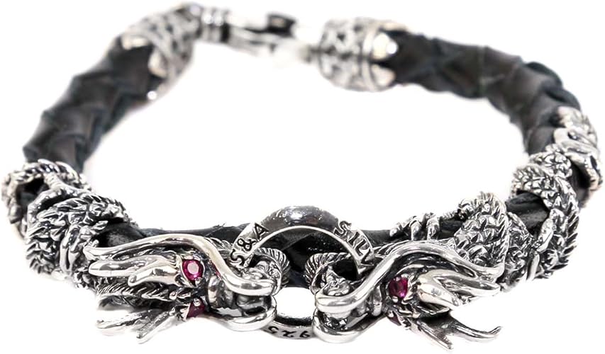 Amazon ジナブリング Jina Bring ブレスレット シルバー925 本革 レザー ドラゴン 昇龍 ブランドs A リアルドラゴン ブレスレット メンズ レディース ブレスレット 通販