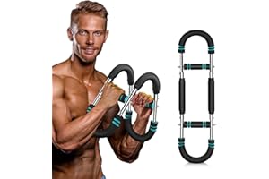 SINOCHIP Adjustable Power Twist Arm Trainer (30-120 lbs), Chest and Forearm Strength Training Bar, Anti-Bending Spring No Deformation, Portable Upper Body Home Fitness Equipment, Unisex