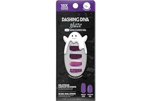 Dashing Diva Glaze Nail Strip Set - Amethysta - Long Lasting, Chip Resistant, Semi-Cured Gel Nail Strips - Halloween Gel Set - 4-Piece Manicure Kit with 32 Strips