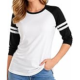 Women’s 3/4 Sleeve Striped Raglan Tee – Classic Baseball Jersey Style Top