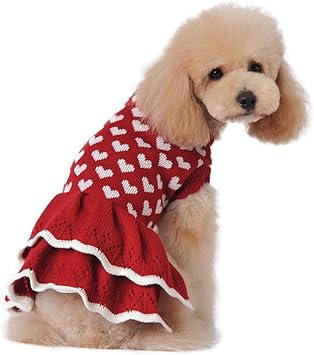 Amazon マルペット Marupet 誕生日 聖夜 秋冬 カップルペットウェア犬服猫服 おしゃれ リボンペットウェア ドッグウエア 小型犬用品 かわいい犬の服 ニットセーター トイプードル ダックス マルチーズ シュナウザー シーズー等の小型犬 レッド Xxs Marupet マル