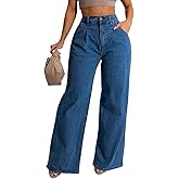 GarRela Women's Wide Leg Jeans Trendy High Waist Stretchy Baggy Loose Casual Denim Pants with Pockets