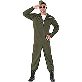 fun shack Flight Suit Costume for Men, Air Force Jumpsuit, Mens Fighter Pilot Outfit, Aviation Costume for Adults
