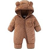 XIFAMNIY Newborn Baby Winter Snowsuit - Bear Outfit Fleece Warm Jumpsuit Romper Hooded Clothes for Infant Girls Boys