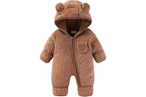 XIFAMNIY Newborn Baby Winter Snowsuit - Bear Outfit Fleece Warm Jumpsuit Romper Hooded Clothes for Infant Girls Boys