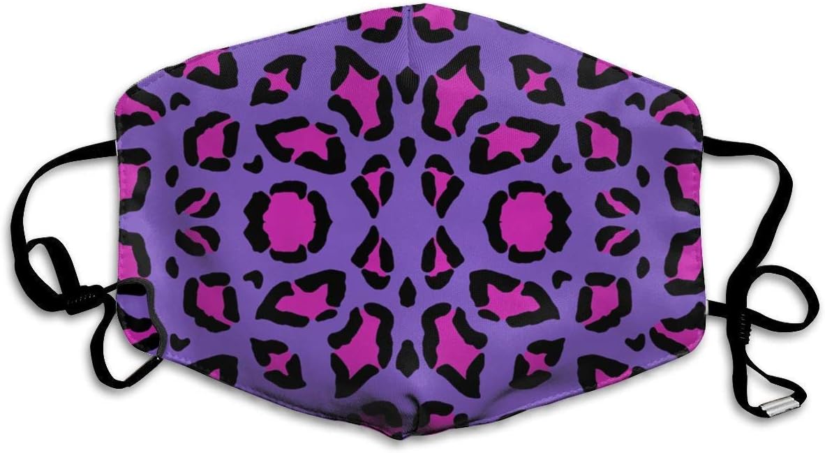 Vbnbvn Face Mouth Mask,Face Masks With Earloop,Leopard Print Hot Pink On Purple Mask Can Be Washed Reusable - Cotton Mask Dust Mask Anti Pollution Mask Mouth Mask for Men Women