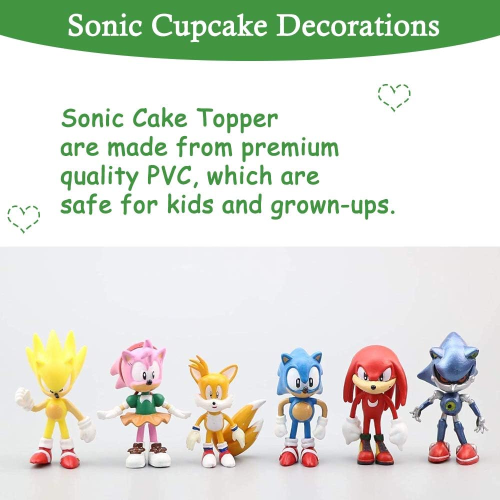 Sunsk Gateau Decorations Pour Sonic Fete Cake Topper Decoration De Gateau Danniversaire De Dessin Anime Pour The Hedgehog Fete Danniversaire Cupcake Decoration Enfant Cadeau 6 Pieces Decorations Et Accessoires De Fetes Decorations