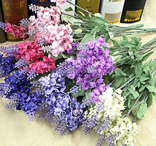 2X 10 Heads Artificial Lavender Silk Flower for Bouquets Wedding Home Party Decor-Red and Purple