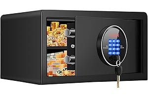 TISKGG 2.3 Cu ft Fireproof Safe Box, Anti-Theft Hotel Safe with Combination Lock, Hidden Home Safe with Removable Shelf for Laptop Documents Money Medicine Firearm Valuables