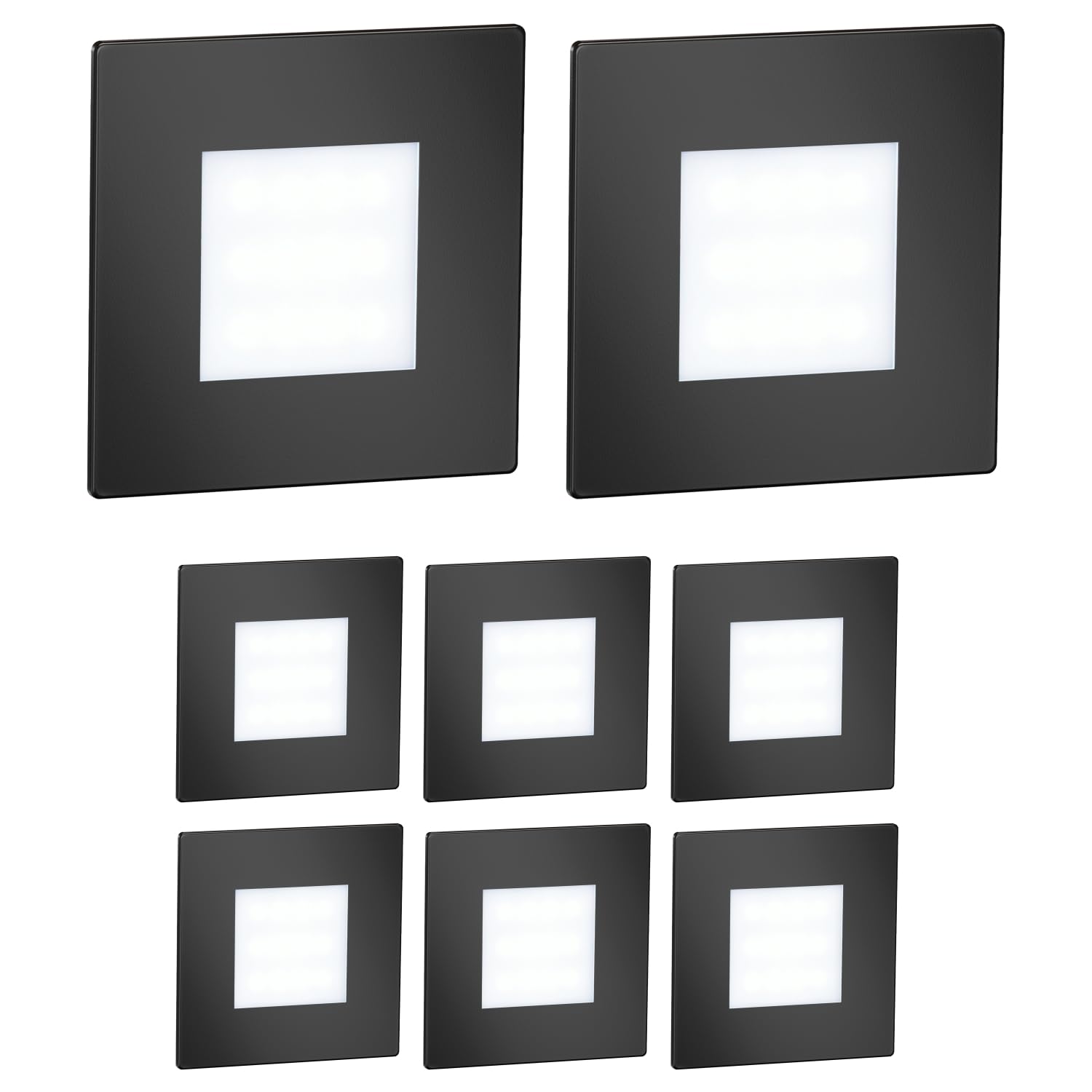 ledscom.de 8 LED Staircase Light/recessed wall Light FEX for Indoors and Outdoors, Angular, Black, 85 x 85mm, Cool White