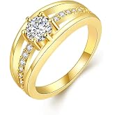 Uloveido Platinum Plated Sunflower Ring – Pink Cubic Zirconia With Halo, Gift For Women Y3522