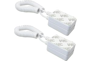 MEETOOT 2PCS Retractable Cable Lock Spring Loaded Cable Box White Square Security Chain Suitable for Remote Control and Table