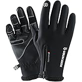 LIOOBO Touchscreen Gloves for Men and Women Windproof Warm Outdoor Cycling Running Climbing Gloves with Non Slip Silicon Palm Breathable Sweat Absorbent XXL Black