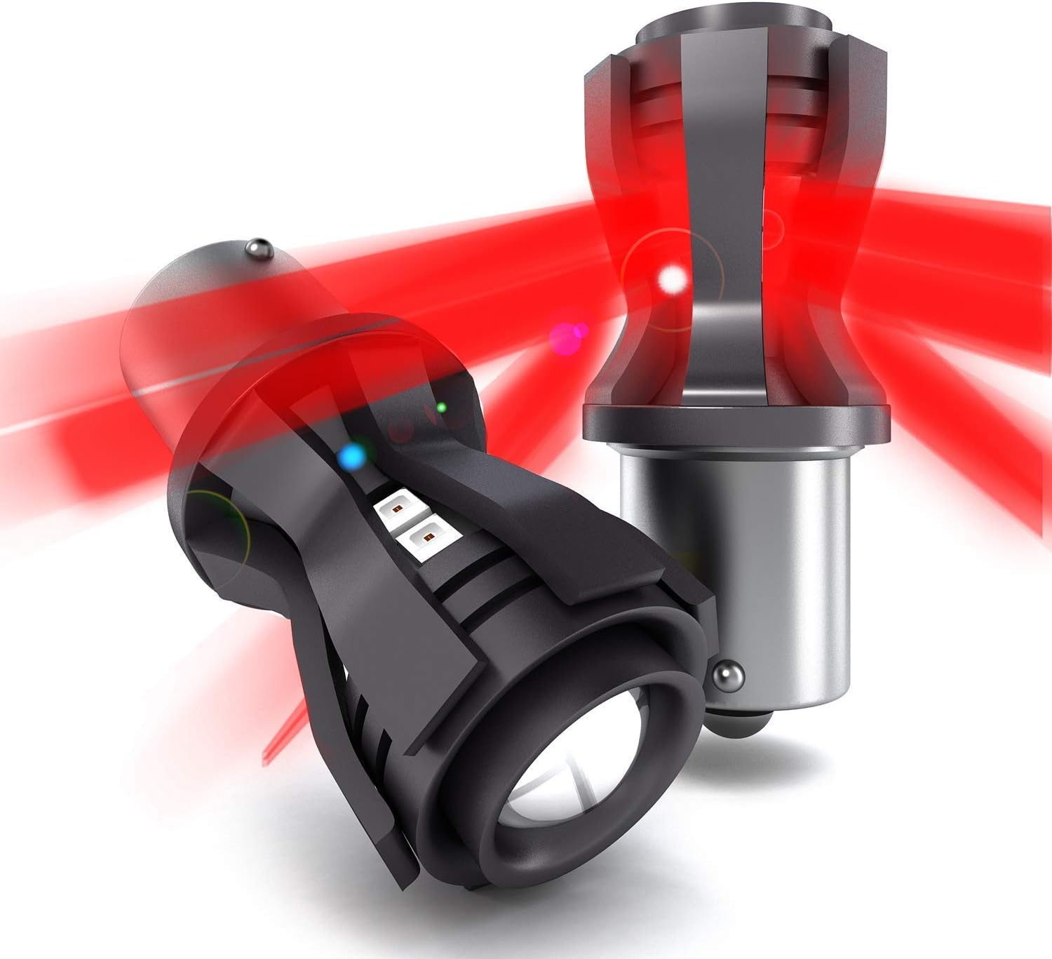 Simdevanma Newest Extremely Bright LED Bulbs Reverse Lights,Brake Lights,Tail Lights,Rv lightsBEST Beam Pattern (T20, Red)