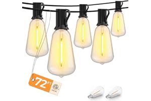 XMCOSY+ Patio Lights 72Ft Dimmable LED Outdoor String Lights, 32+1 Edison Shatterproof ST38 Bulbs, Hanging Waterproof String Lights for Outside, Porch, Patio, Yard, Bistro, Café, 2200K