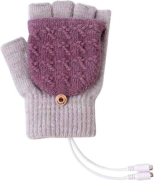 Unisex USB Heated Gloves Knitting Hands Warmer Winter Full & Half Fingers Warmer Laptop Gloves