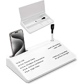 Varhomax Glass Desk Buddy Whiteboard with Storage | Small Dry Erase Desktop White Board Caddy To-do List Memo Notepad for Office, School and Home