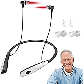 Upgraded 2 in 1 Ears & Nasal Wellness Red Light Therapy, Tinnitus Relief for Ringing Ear Therapy Device, Neck Hanging Redlight Earbud with Washable Silicone Covers & Sleeves, 30-min Auto Off